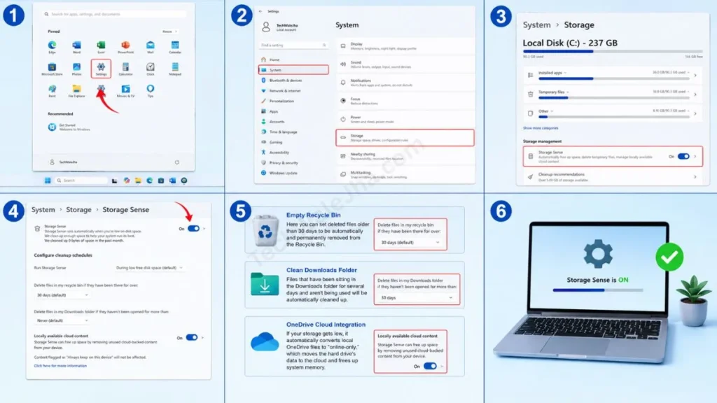 How to Enable Storage Sense in windows 11