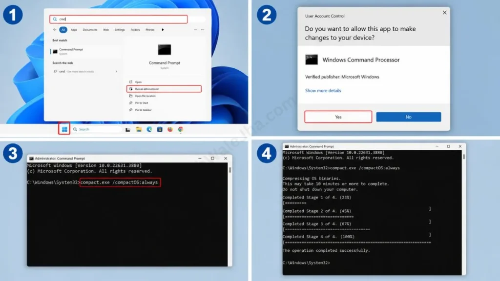 How to Use Compact OS to Compress System Files