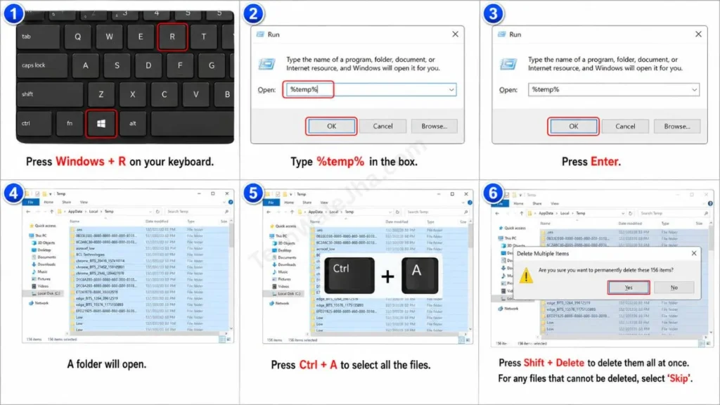 Safely Delete Temporary Files via run command