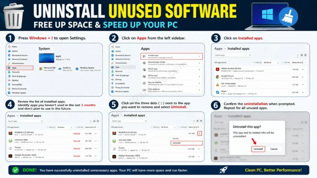 Uninstall Unused software