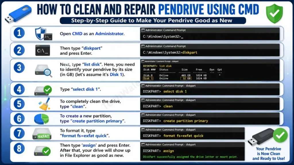 how to clean and repair pendrive using cmd