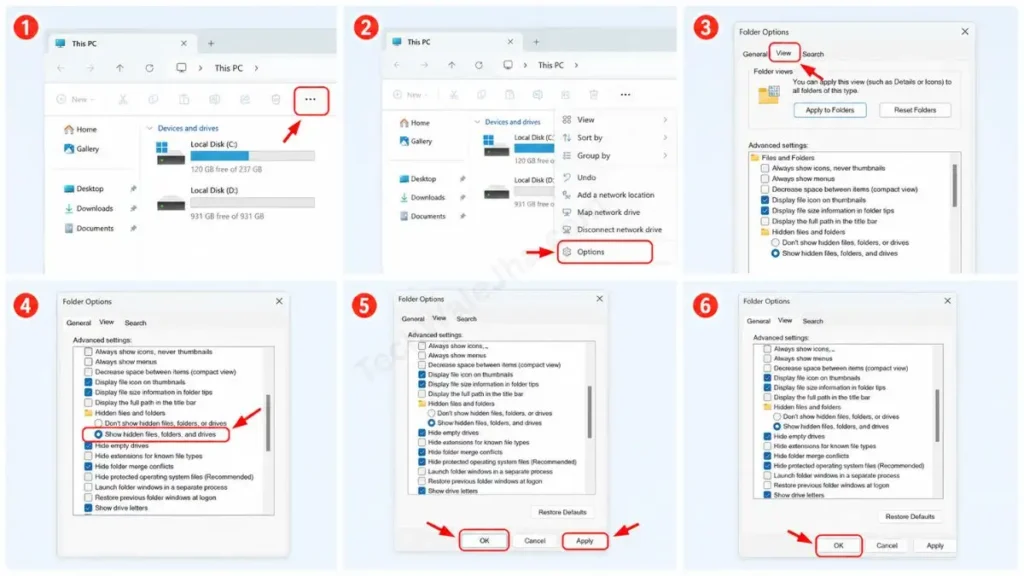 Advanced Folder Options to View Hidden Folders Windows 11