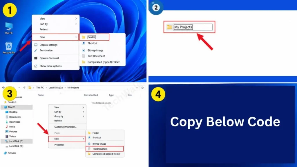 Create a New Folder and Open Notepad