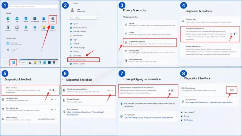How to Open Diagnostics & Feedback Settings