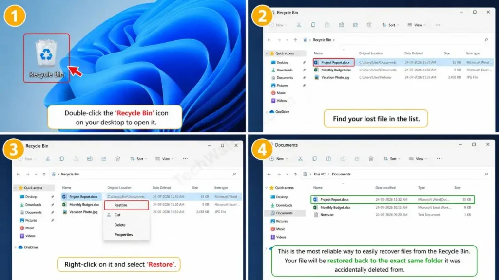 How to Restore from Recycle Bin or Trash in windows 11