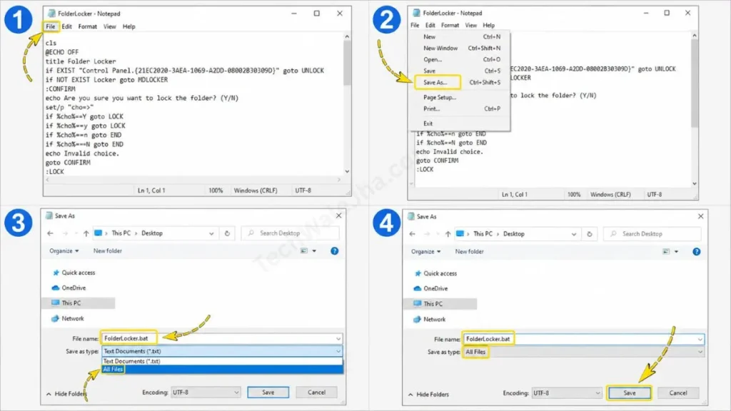 How to Save the File with a ‘.bat’ Extension
