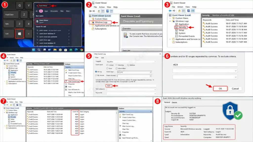 How to Windows Logs and Event ID 4624