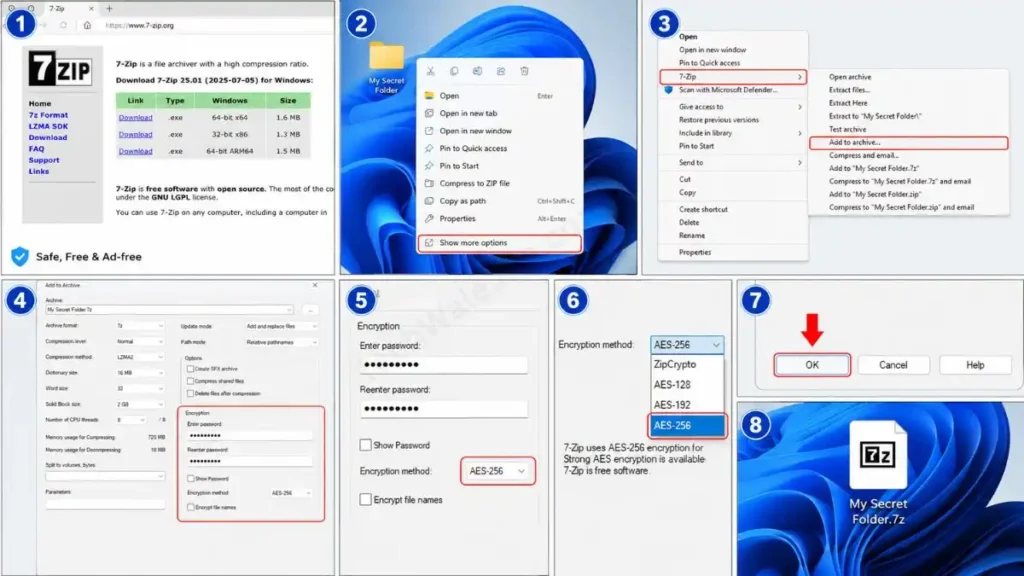 How to setup 7-Zip Encryption Process
