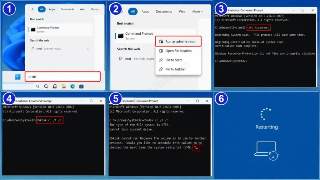 ‘Run as Administrator’ and the CHKDSK Command