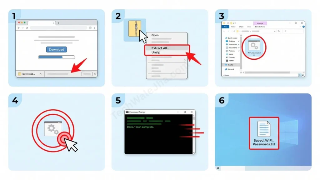 Step-by-Step CMD WiFi Password Viewer One Click