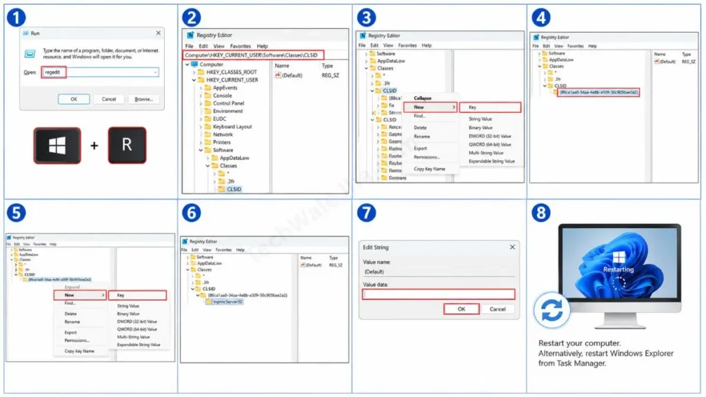 The Manual Registry Editor to Restore Windows 11 Right-Click Menu