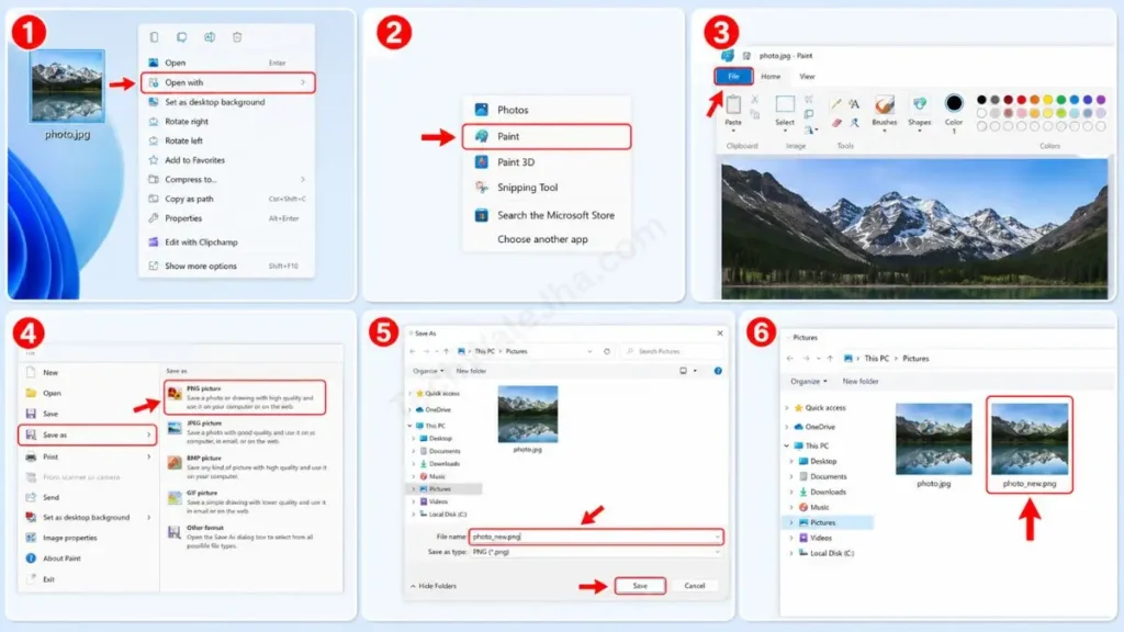 Use the Save As Option to change file types