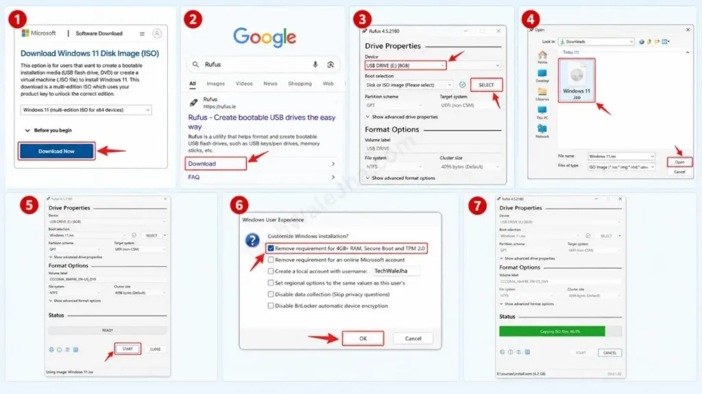 Using Rufus for Older PCs or Bypass TPM 2.0