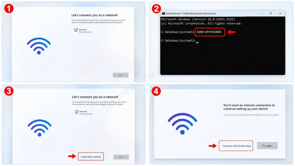 how to set up windows 11 without an internet connection