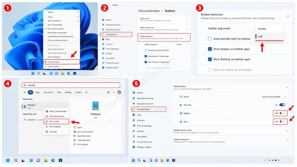 taskbar and start menu customization