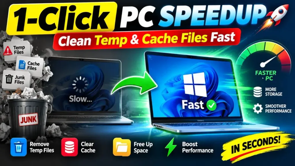 1-Click PC Speedup Script Clean Temp & Cache Files Fast