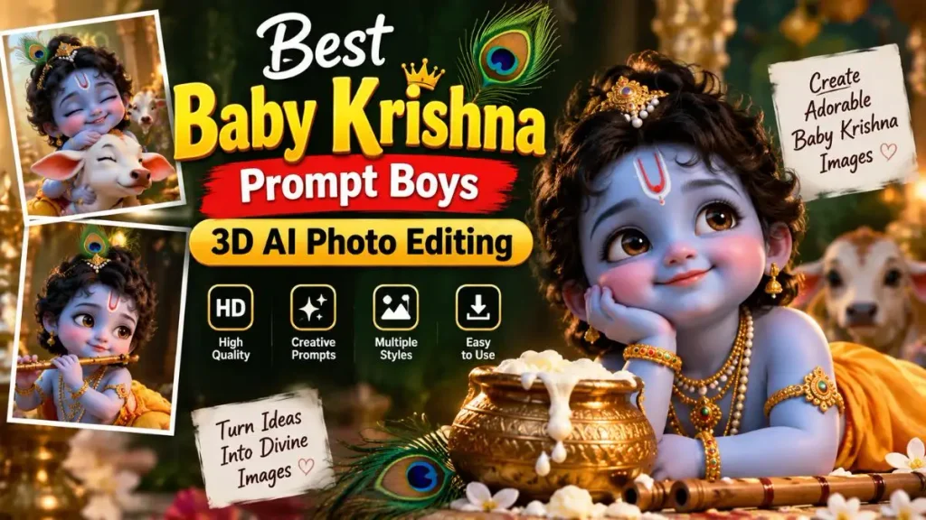 Best Baby Krishna Prompt Boys 3D AI Photo Editing