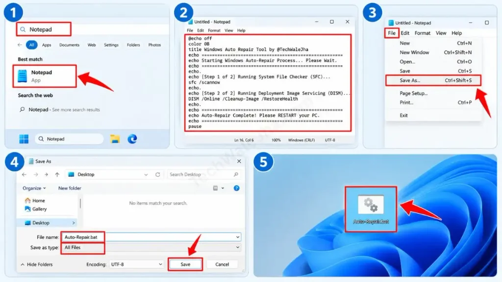 Create the Auto-Repair Tool Manually (BAT Script Code)