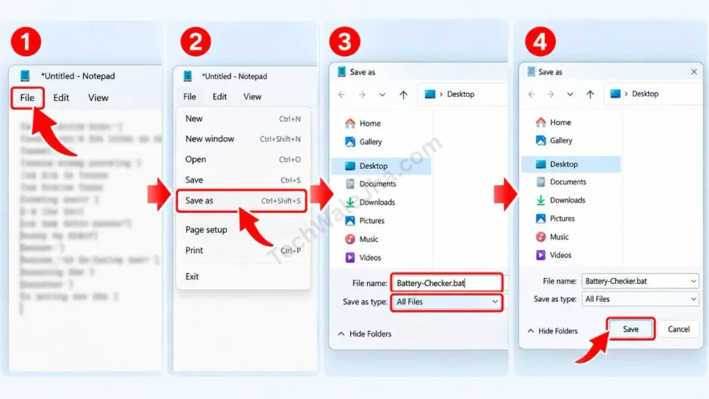 Create the Battery Checker Script Manually bat code