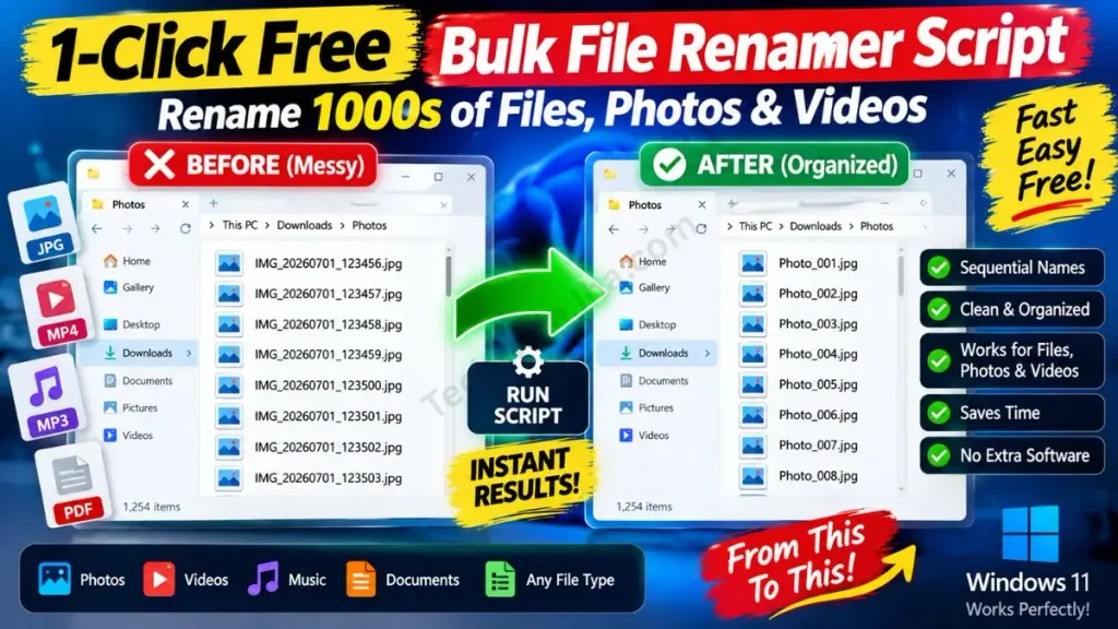 1-Click Free Bulk File Renamer Script: Rename 1000s of Files