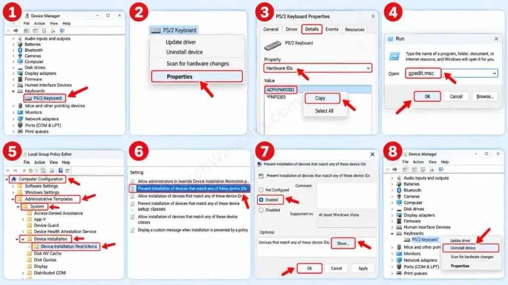 How to Disable Laptop Keyboard in windows laptop using Group Policy Editor