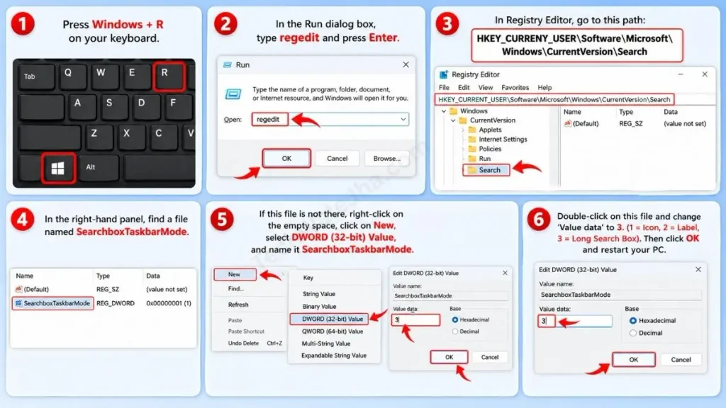 How to Enable New Search Box Using Registry Editor