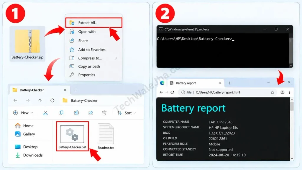 How to Use the Tool and Read the Battery Report