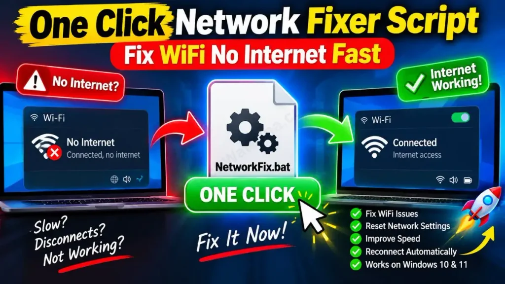 One Click Network Fixer Script: Fix WiFi No Internet Fast