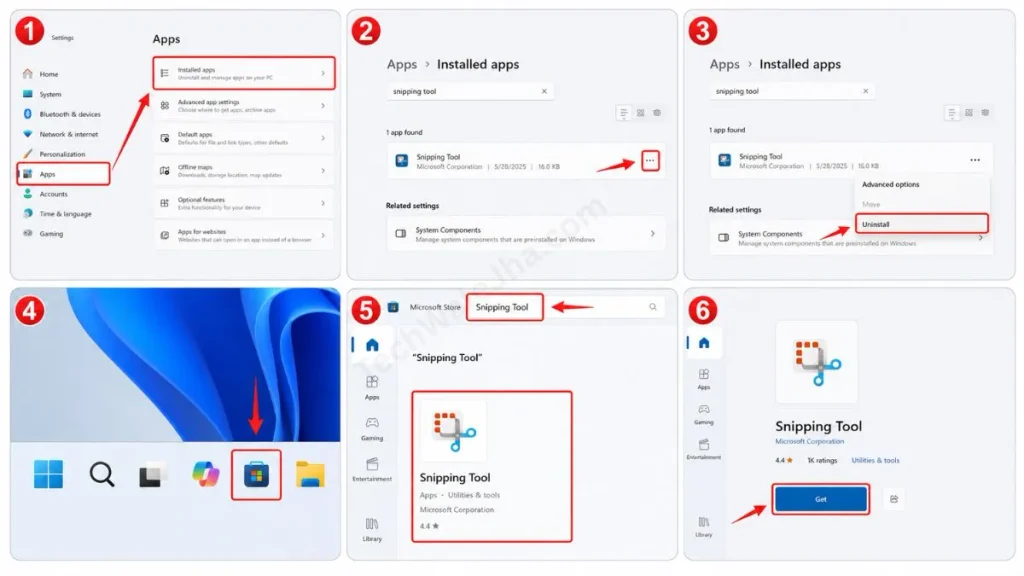 how to Reinstall Snipping Tool via Microsoft Store